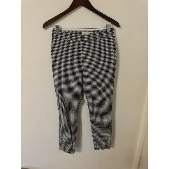 Sezane Pantalon Clara Trousers Black White Houndstooth Sz Fr 38 US 6